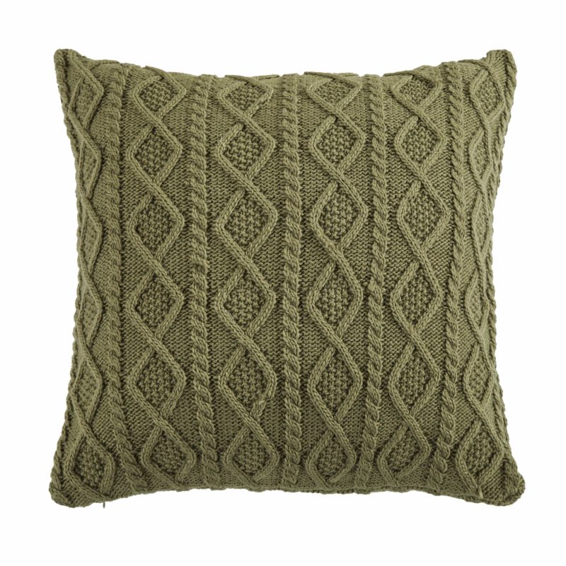 Cable Knit Soft Diamond Euro Sham, 3 Colors Sage Green Sham