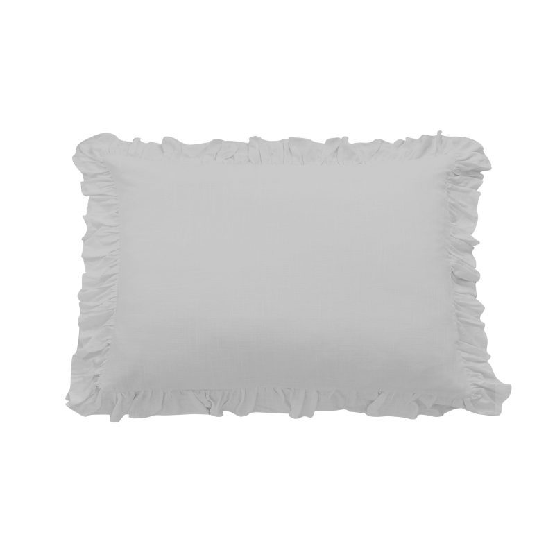 Lily Washed Linen Ruffled Pillow Sham Standard / Light Gray Sham