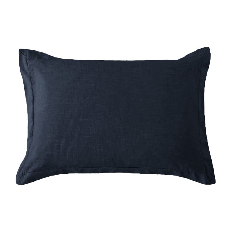 Washed Linen Tailored Pillow Sham Standard / Navy Sham