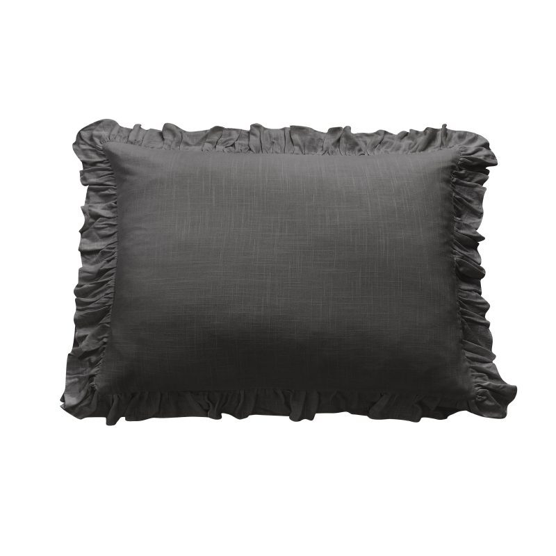 Lily Washed Linen Ruffled Pillow Sham Standard / Slate Sham