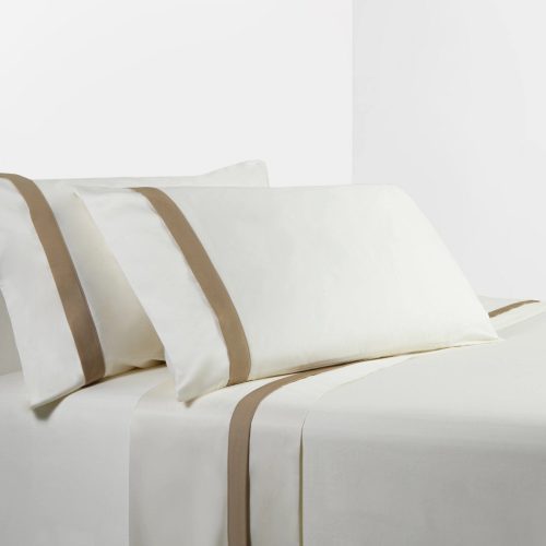 350TC Cream Sheet Set with Tan Flange Sheet