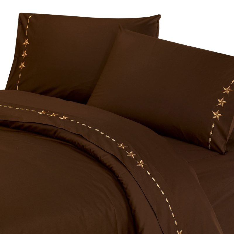 Embroidered Star Sheet Set Queen / Chocolate Sheet