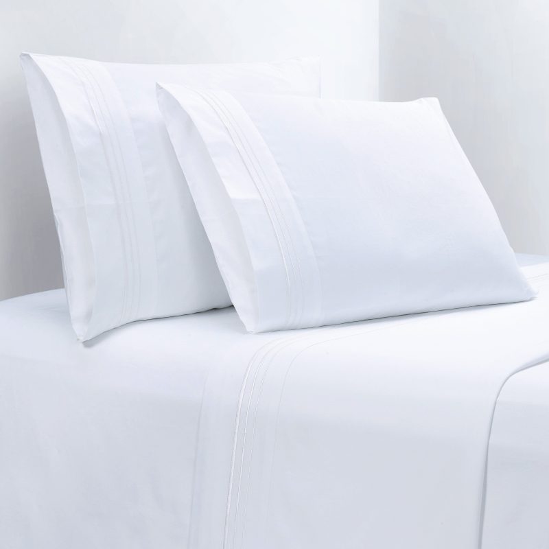 350TC Embroidered Border Sheet Set Twin / White Sheet