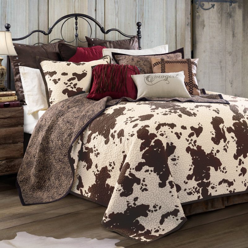 paseo road swatch elsa cowhide reversible quilt brown swatch 37486479900888