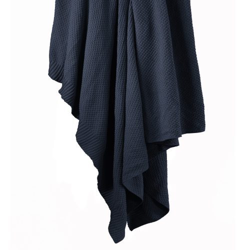 Cotton Knit Blanket Full/Queen / Navy Throw