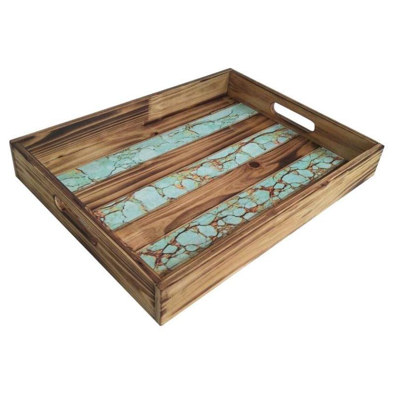 paseo road tray wooden tray w turquoise inlay 37487366242520