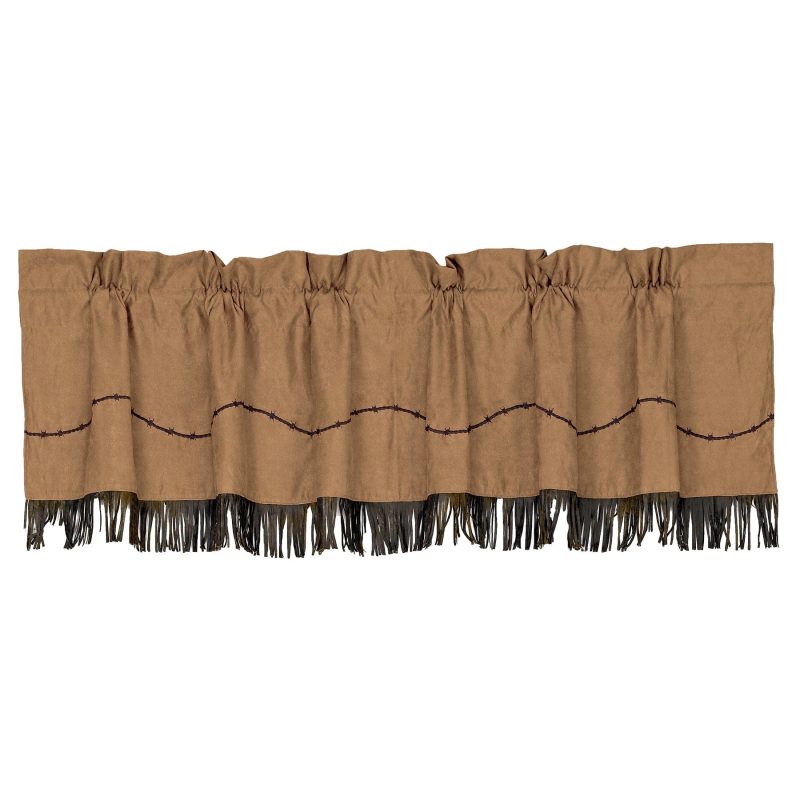 paseo road valance barbwire dark tan kitchen valance w fringe 37486297219288