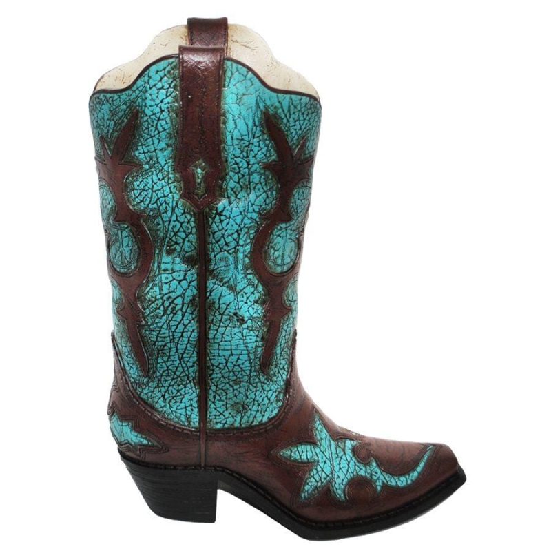 paseo road vase turquoise distressed cowboy boot vase 37487208988888