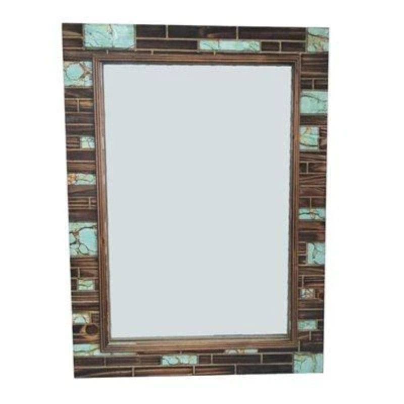 paseo road wall decor rustic turquoise inlay wooden mirror 37486928265432