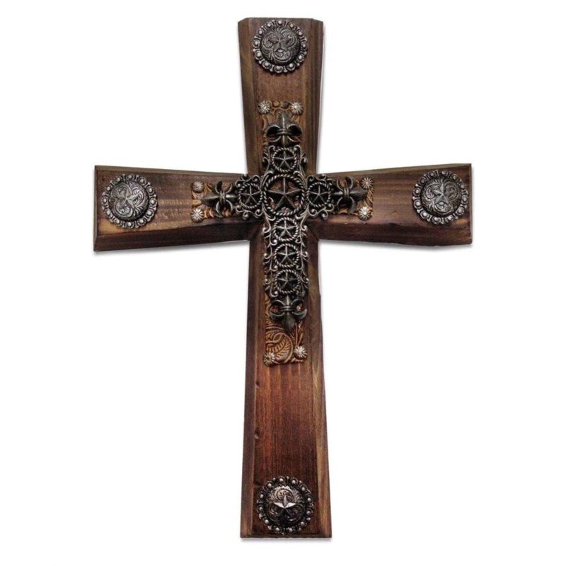 paseo road wall decor wood cross wall decor w star concho overlay 37487359885528