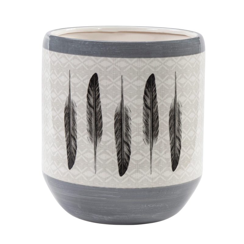 paseo road wastebasket feather design ceramic wastebasket 37486524629208